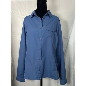 Columbia Womens Omni Shade Blue Long Sleeve Button Up‎ Shirt Medium M